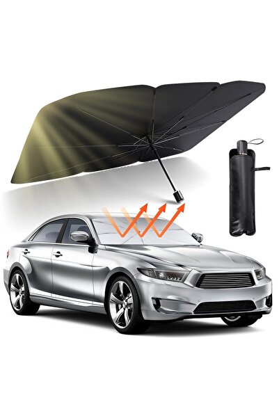 divendi-ro Parasolar auto, tip umbrelă, rezistent la UV, negru-argintiu