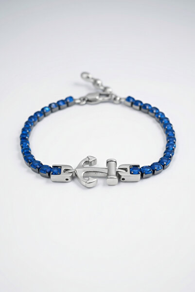 HERİF Aksesuar Erkek Çapa Motifli Parlak Lacivert Zirkon Taşlı Ayarlanabilir ...