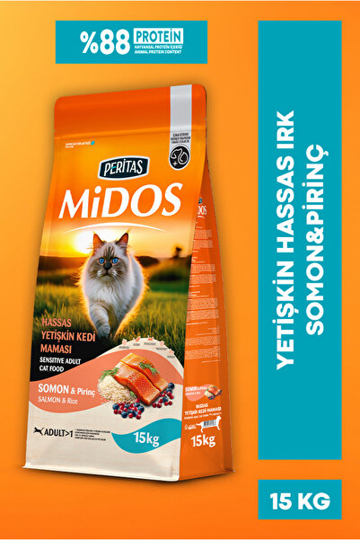 PERİTAS Midos Somon ve Pirinçli Yetişkin Kedi Maması Sensitive 15kg