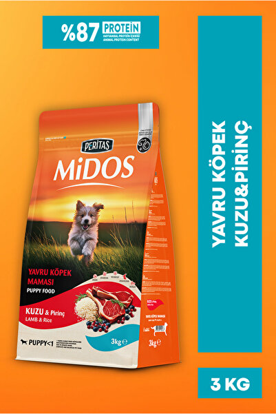 PERİTAS Midos Kuzu ve Pirinçli Yavru Köpek Maması Sağlıklı Büyüme 3 kg