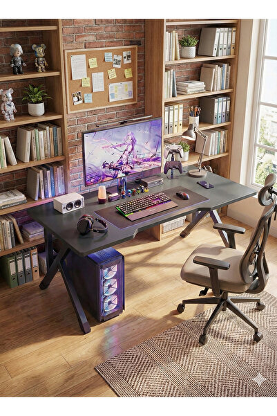 Luxury Home Gaming Desk K Shape, 120cm Comfortable Desktop, Multi-Use for Gam...