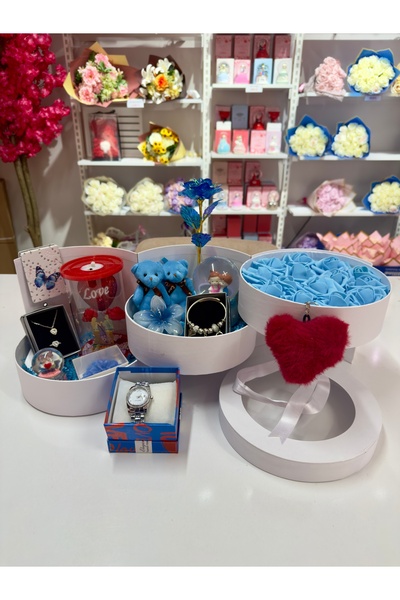 AYIEVRENİ Mavi Kat Kat Mutluluk Evreni Sevgiliye Hediye Kutusu