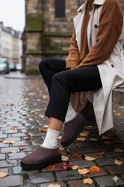 Noliva Women's Mini Suede Sheepskin High Thick Sole Winter Boots