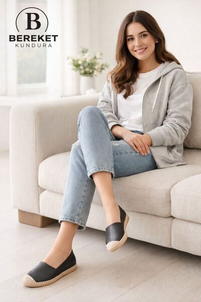 Genel Markalar Park Moda 902 Kadın Siyah Babet Ayakkabı Sandalet Espadril