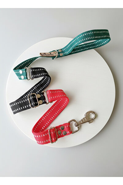 balkonda Dog Walking Leash Collar 2.5cm Width Striped Column Cord Red & Black...