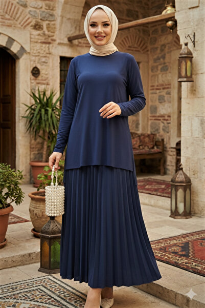 modamira Kadın Sandy Indigo Mavi Büyük Beden Anne Davet Günlük Nişan Piliseli...