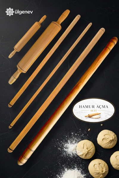 Ülgenev Vernikli Kayın Ağacı Hamur Açmaya Yardımcı  6 Parça Oklava ve Merdane...