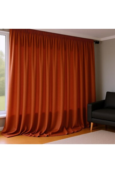 Vİ HOME Kiremit Blackout Karartma Perde en x boy - Pilesiz Düz Dikim Hazır Pe...