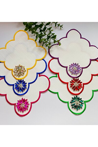 ELÇİÇEK HOME منديل تقديم، منديل كوكتيل، منديل تقديم القهوة 6 قطع