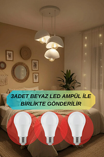 3DreaMaker 3 Lü Sarkıt Avize Rustik E27 Modern Avize Bohem Beton Görünüm (3 A...
