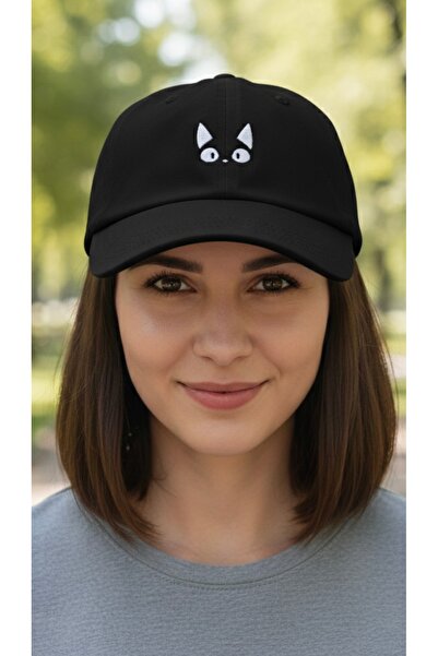 LUCEA Siyah Kedi Nakışlı Cırtcıtlı Şapka | Unisex Ayarlanabilir Baseball Cap ...