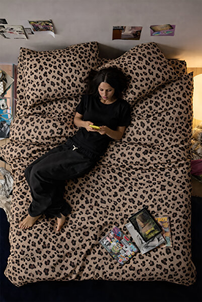 İQON Set cuvertură de pilota dublă Chıta Brown SETÇİFT