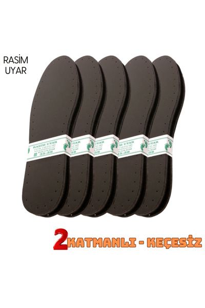 Genel Markalar 5 Çift Siyah Suni Derili Patik Tabanlı - İki Katmanlı - KEÇESİZ