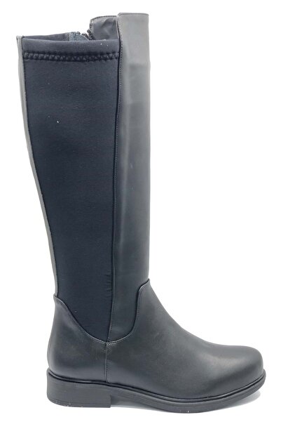 KCMN Ayakdaş 002 flat sole stretch women's boots black