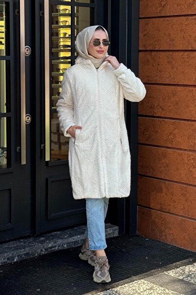 Kayra Kapüşonlu Çift Taraflı Mont Ka-a24-27302 Ekru