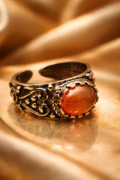 NBS Beautiful Naturel Stones خاتم من النحاس النقي العتيق من نوع العقيق القابل...