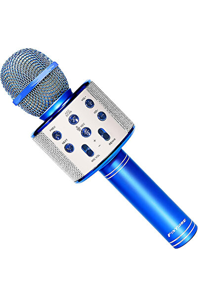 OEM Microfon Wireless Karaoke Bluetooth WS 858 difuzor USB Micro SD - Albastru