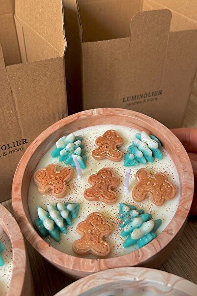 Luminolier Kurabiye, Çam Kokulu Gingerbread Mum – Yılbaşı Temalı Mum - %100 D...
