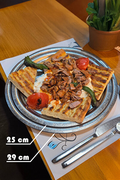 Binbir Trend 25 cm - Otantik Desenli Krom Çelik Meze ve Servis Tabağı, Salata Tabağı