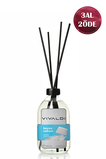 Vivaldi Home Beyaz Sabun Çubuklu Oda Kokusu 100 ml, Kalıcı Ferah Koku, Çubukl...