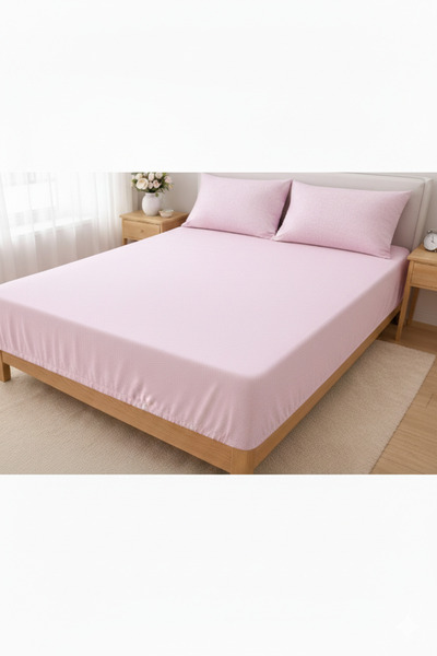 Zarif Home Bed Sheet Set Cloudy Pattern Ranfors Fited - (Pink)