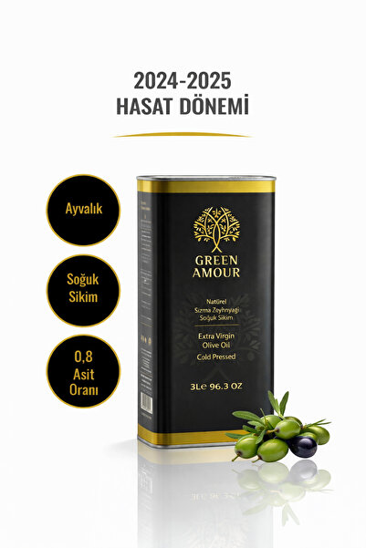 Green Amour Ayvalık Soğuk Sıkım Naturel Sızma Zeytinyağı 3litre