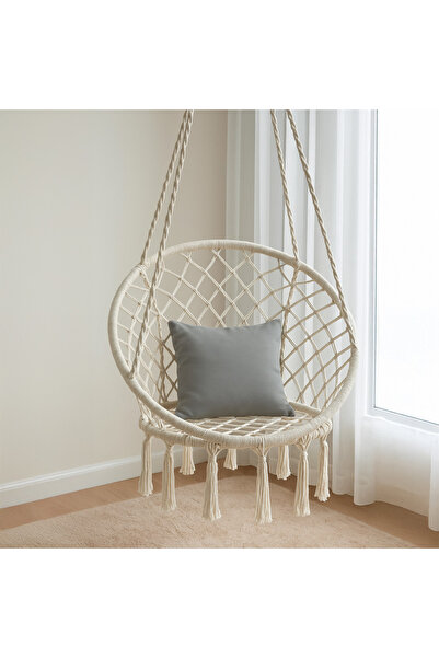 SHOPPINO Scaun suspendat tip leagan din sfoara macrame pentru terasa si casa
