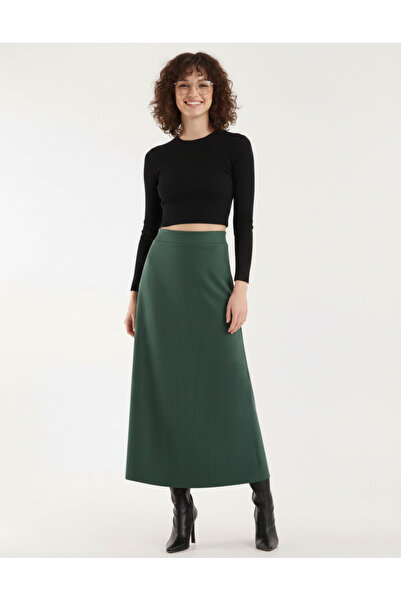 MAİMODA Women's Suede Maxi Flared Skirt