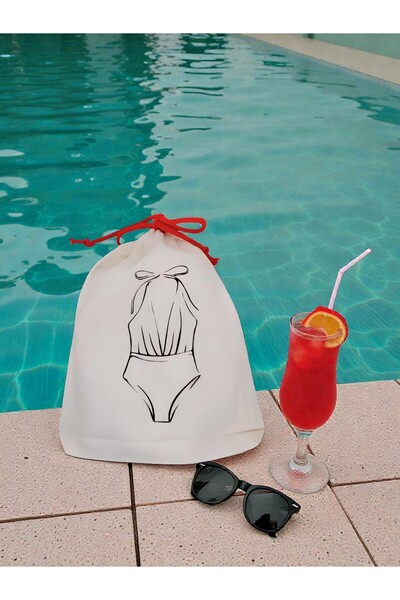 MoyBag Bikini Mayo Baskılı Bez Kese Çanta Bavul Düzenleyici Seyahat Kesesi