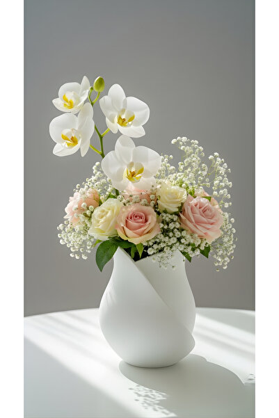 END Design Gül Formlu Dekoratif Vazo | 3D PLA Doğa Dostu Tasarım | 17cm