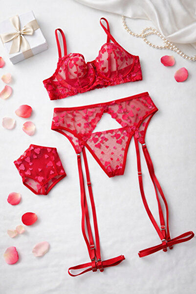 SİLVER MİRROR Set de lenjerie intimă cu inimă de Valentine