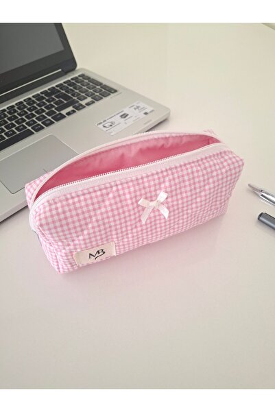 MB pembe pitikare desenli kalemlik - tek bölmeli