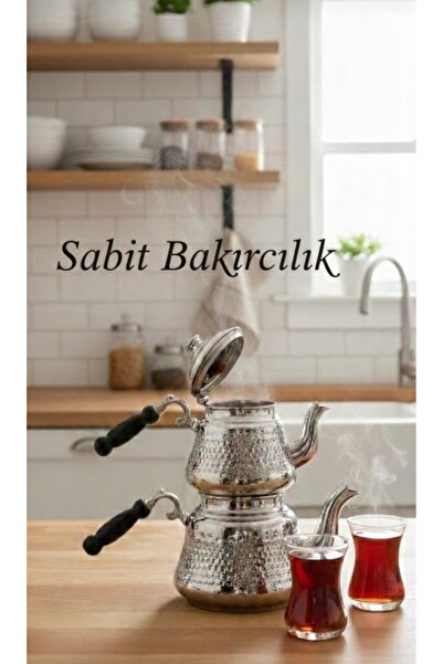 Sabit Bakırcılık Copper Silver Plated Hand Embroidered Copper Teapot