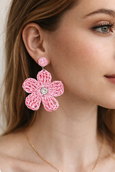 BAGS Dennis'M Handmade Pembe Papatya Küpe