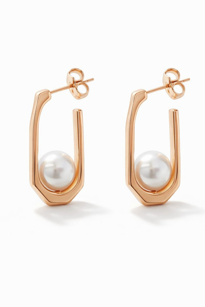 Leo'Stone Xuping Rose Renk İncili Dikdörtgen Tasarım Kadın Çelik Küpe