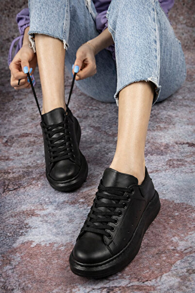 Scarpebutik Quen Trend Stitched High-Top Unisex Trainers Black – Спортни обув...