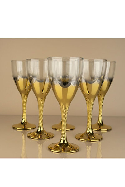 rova tr Kadeh 6'lı Titanyum Kaplama Lüks Ayaklı Modern Bardak Seti