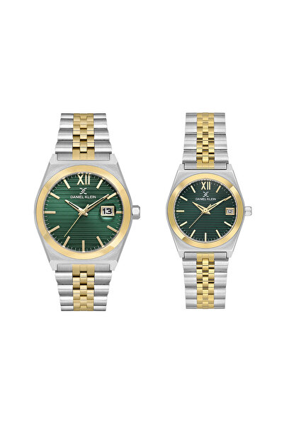 Daniel Klein Pair Silver and Gold Stainless Steel Watch for Couple DK.1.14283-4