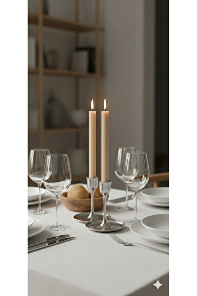 Gizemli Home 2 li Sütlü Kahve Antik Sütun Şamdan Mum