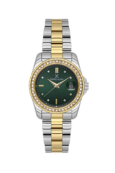 Daniel Klein ساعة نسائية فاخرة من الفولاذ المقاوم للصدأ باللونين الفضي والذهب...