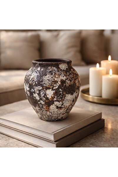 Yalda atelier Handmade Natura Matte Dokulu küçük göbekli Dekoratif Vazo acı k...