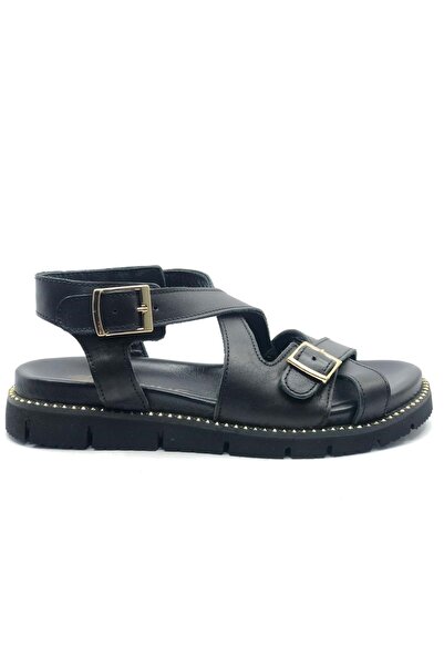 Venüs İngoo Genuine Leather Comfort Orthopedic Women's Sandals Black