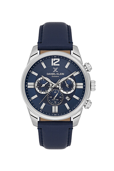 Daniel Klein Exclusive Dark Blue Leather Watch for Men DK.6.14231-3