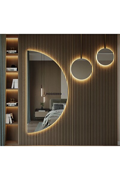RİCAS DESİGN Led Işıklı Yarım Daire Banyo Ve Konsol Aynası 120x60 /  TRAFOLU ...