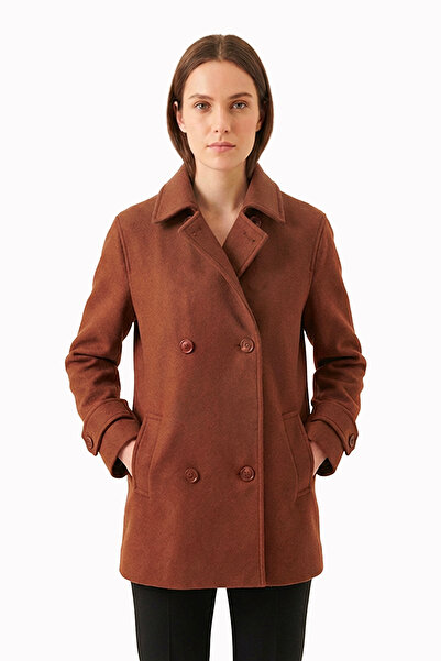 Soydan Güner Kadın Yünlü Kısa Kruvaze Kaban Taba 1460