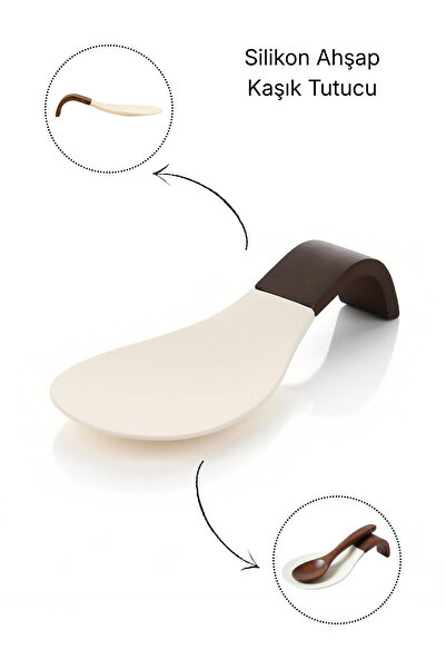 GENGSİ حامل ملاعق خشبي 22 × 10 × 3,9 سم |   أكاسيا + سيليكون متين، منظم أدوات...