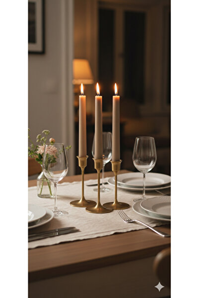 Gizemli Home 3 Lü Antik Sütun Şamdan Mum