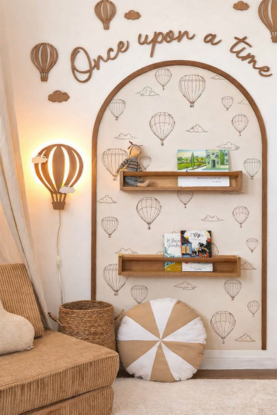 mdmetadesign Dekoratif Mdf Çocuk Odası Duvar Çerçevesi + Once upon a time yazısı