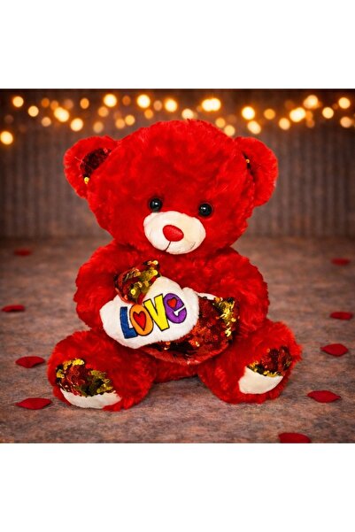 velve Ursulet de plus Sparkle, cu inimioara si mesaj de iubire, Inaltime 40 c...