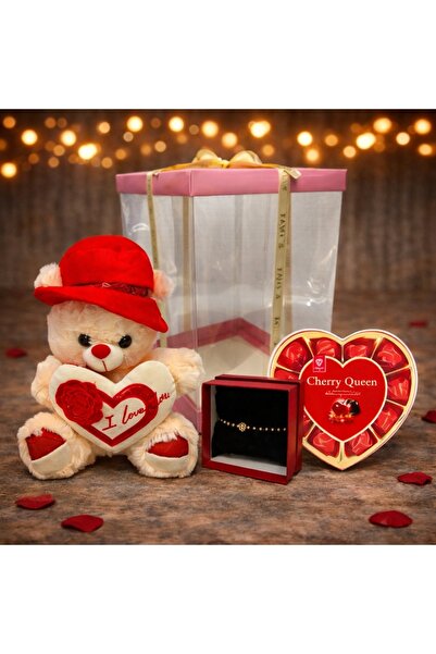 velve Pachet cadou pentru indragostiti,Sparkle,ursulet plus 25cm,bratara,pral...